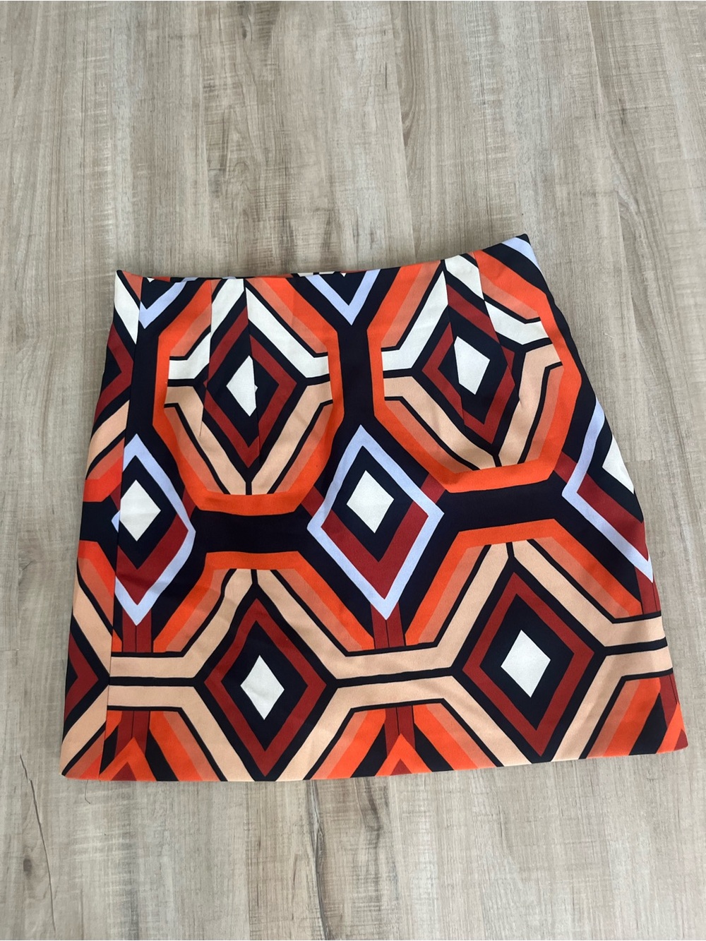 Zara Geometric Print Orange Multi Mini Skirt size S